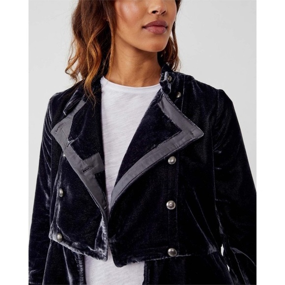Free People Faye Velvet Ebony Jacket Size‎ Small Women - Picture 2 of 12